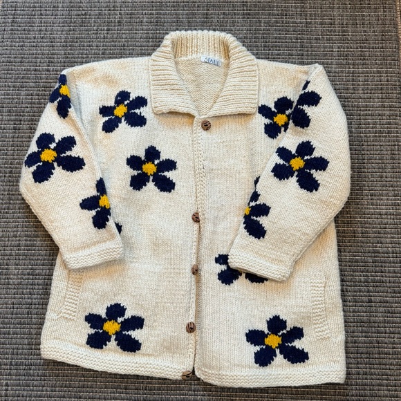 Searle Sweaters - Vintage Panchamama Daisy Cardigan 100% Handknit Wool